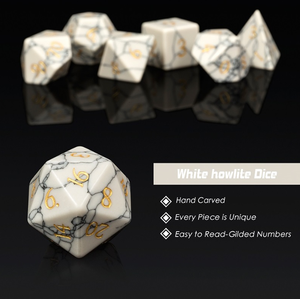 Howlite Stone Natural Gemstone Dice d & d Dés DND Jeu de dés polyédriques en pierre faits à la main pour les jeux de table MTG - Product Image 4