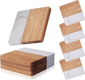 Classic Square <b>Ceramic</b> <b>Coasters</b> Set of 4 Reusable Eco-Friendly Drink <b>Coasters</b> 4 Inches Diameter 0.4 Inches Thick - Product Image 1