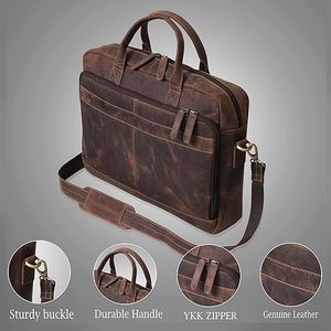 Elegant Vintage Genuine Leather Laptop Briefcase Soft Black Satchel <b>Bag</b> Computer <b>Messenger</b> Vintage Office Travel <b>Men</b> Women - Product Image 3