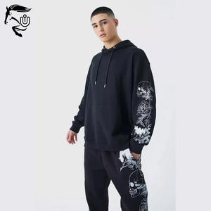 Chándal de hombre de algodón pesado 100% personalizado con Sudadera con capucha pantalones de chándal logotipo serigrafiado en el lateral talla XXL para el invierno - Product Image 3