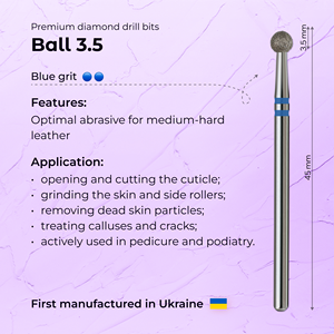 Broca Profesional de Diamante para Uñas, 3.5mm, Grano Azul, para Cuidado Preciso de Cutículas - Product Image 3
