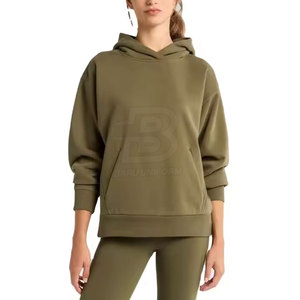 2025 hiver femmes Logo personnalisé sweats à capuche avec col en Polyester doublé usine en gros Style décontracté Position avant - Product Image 1