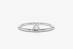 Bague de fiançailles Solitaire empilable en or jaune 14 carats avec diamant naturel taille ronde pour femme fabriquée par CustomDiamJewel - Product Image 3