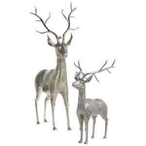 Nouveau cerf décoration debout aluminium renne métal argent Statue décorative décorative pour salon fabricant de gros - Product Image 3