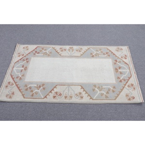 พรมขนาด 2.5x4.5 ฟุต, พรมตุรกีโบราณขนาดเล็ก, พรมขนสัตว์สีขาว - Product Image 3