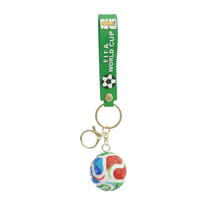 Portachiavi in lega leggera con PVC, design pallone da calcio Coppa del Mondo, simpatico stile cartone animato anime, stampato serigrafato - Product Image 5