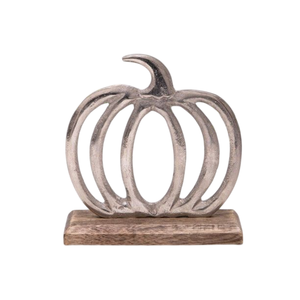 Statue de citrouille en métal de haute qualité avec base en bois Design moderne fait à la main Portable Top Halloween Decor prix de gros - Product Image 1