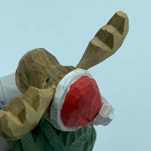 YEEYAYA Scultura in Legno Intagliata a Mano, Figurina di Alce, Cervo, Renna Natalizia, Giocattolo Artigianale da Collezione - Product Image 2