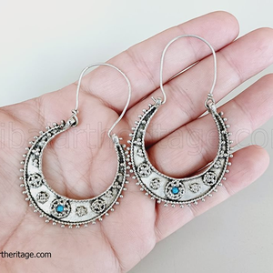 Boucles d'oreilles en argent allemand Kuchi bijoux tribaux afghans faits à la main boucles d'oreilles ethniques Boho pour femmes - Product Image 2
