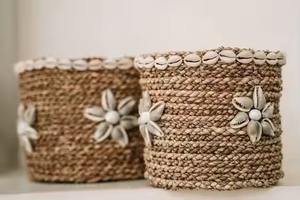 High Quality Flexible Design Bohemian Style Natural <b>Wicker</b> Seagrass <b>Storage</b> <b>Basket</b> Cowrie Shells Dimensional Tolerance <5mm - Product Image 5
