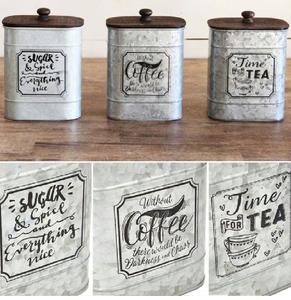 Bac de rangement moderne galvanisé Récipient décoratif en métal parfait pour le thé, le café, le sucre, les épices et les essentiels du garde-manger - Product Image 4