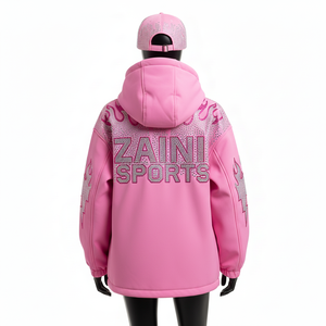 แจ็คเก็ตกันลม320พรีเมี่ยมสำหรับผู้หญิง, แจ็กเก็ตมีฮู้ดแฟชั่นกันลมสีชมพู - Product Image 2