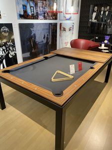 Modern Stainless Steel Wooden Square 8-Seater Multi-Use Pool Dining <b>Table</b> <b>Adjustable</b> <b>Height</b> Removable Design Space-Saving - Product Image 3