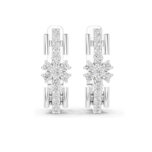 Boucles d'oreilles flocon de neige en diamant de laboratoire 0,296 CT, taille brillant rond, or 10KT, 14KT, 18KT et argent 925, or rose, jaune, blanc - Product Image 6