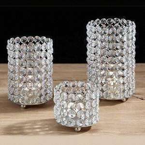 Bougeoir perlé en cristal pour centres de table Pilier en or/nickel Métal Luxe 5 Taille 50 Or Argent Plaqué Style Européen - Product Image 6