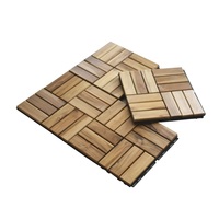 Dalles de terrasse en bois d'acacia carrées, base en plastique brossé, 300x300mm, dalles de sol emboîtables, imperméables, pour jardin, usage extérieur, faciles à poser