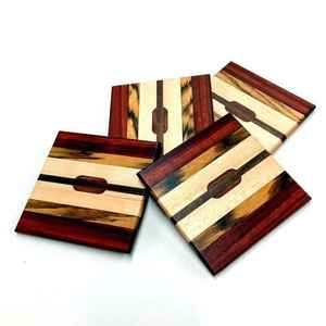 Sous-verres en résine faits à la main avec des types de bois exotiques - Product Image 5