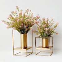 Porte-plantes modernes en or - Ensemble de 4 jardinières durables en fer thermolaqué - Utilisation intérieure/extérieure pour jardin et maison