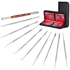 Raspadores dentales de alto grado, juego de 10 Uds., cuchillo de escultura de dentista de acero y Metal, juego de herramientas de tallado de cera quirúrgica - Product Image 1