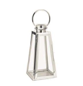 Lanterne en métal argenté Décoration de Noël Lanterne Lanterne de table Bougeoir de décoration intérieure extérieure indienne - Product Image 1