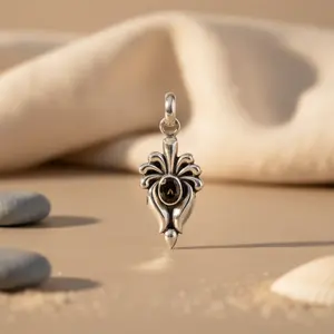 14k Gold and 925 <b>Silver</b> <b>Pendant</b> <b>with</b> Black Turquoise Diamond Geometric Box <b>Chain</b> Rhodium Plated for Women's Daily Wear or Gift - Product Image 2