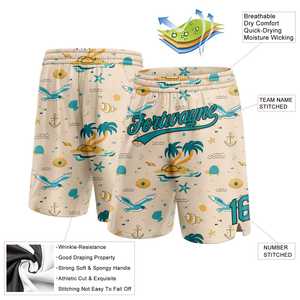 Custom <b>Shorts</b> Creems Teal-<b>Black</b> 3D Pattern <b>Beach</b> Hawaii Palm Trees Basketball <b>Shorts</b> Sportswear ommiz industry - Product Image 2