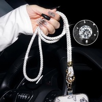 Tali Gantungan Ponsel 120cm Bertabur Rhinestone Kristal, Rantai Ponsel Berlian, Tali Tas Berkilau, Aksesoris Fashion Wanita