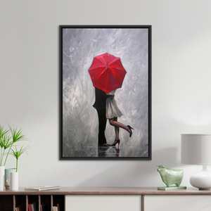 Modern Romantic Couple Canvas <b>Print</b>, Elegant Wall Art <b>for</b> <b>Living</b> <b>Room</b>,Black <b>Framed</b> - Product Image 1