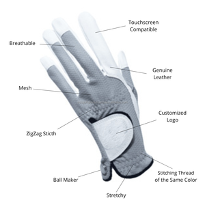 Gants de golf en cuir Cabretta véritable de haute qualité pour hommes, légers, respirants, en maille, logo personnalisé, à la mode, pour gauchers - Product Image 2