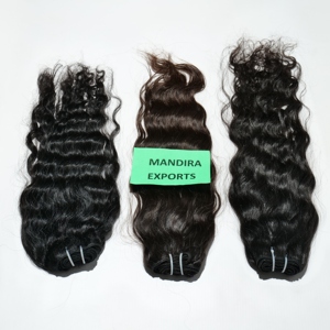 Extensions de cheveux humains ondulés 100 % naturels, non traités, de type Super Wave, provenant de temples indiens, en lots vierges bruts avec cuticules alignées, couleur naturelle - Product Image 2