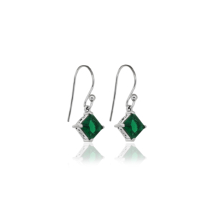 Boucles d'oreilles carrées en émeraude, boucles d'oreilles en argent sterling 925 pour femmes et filles, à porter lors de mariages, de fêtes, de cérémonies, de haldi, de emhendi - Product Image 1