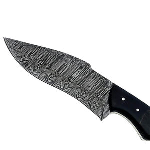 Cuchillo Skinner de Acero de Damasco Hecho a Mano Personalizado Burraq OEM/DIY con Mango de Madera de Resina y Funda de Cuero, Regalo Perfecto para Camping y Caza - Product Image 4
