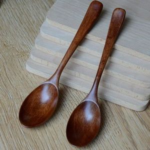 Cuillères à soupe Longan personnalisées avec manche en bois Cuillère à mélanger Lotus bleu pour la cuisine Ustensile d'agitation en bois diététique - Product Image 5