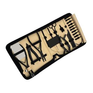 Professional Hair Extension <b>Tools</b> Kit Set Stainless Steel Rose Gold Plasma Color Leather Pouch for Hairdressers and Salons - Product Image 3