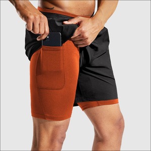 Pantalones cortos deportivos 2 en 1 para hombre, de secado rápido, transpirables, para entrenamiento de Yoga, gimnasio, 7 pulgadas, con bolsillo y cremallera, cintura media - Product Image 3