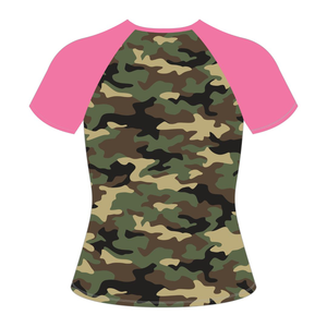 เสื้อยืดแขนแร็กแลนลายพรางสำหรับสาวๆ ชุดนักเรียนหญิงสีชมพูและสีเขียว สไตล์นักศึกษาหญิง ชุดนักเรียนหญิงแบบกรีกที่มีสไตล์ - Product Image 2