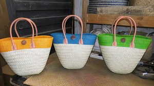 Tự nhiên satrana rơm da túi xách với nút gỗ da dài xử lý Raffia túi và cạnh-Thiết kế dây đeo kép - Product Image 4