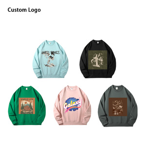 Sudaderas de algodón 100% con logotipo o diseño de impresión personalizado para hombre, sudaderas holgadas de Color sólido para primavera y otoño - Product Image 5