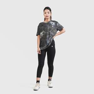 Camiseta Shibori para Mujer, Azul, Transpirable, de Nylon Tejido, Talla Única, Cuello con Lazo, Encaje Floral de Alta Calidad, Diseño de Dibujos Animados, para Verano - Product Image 3