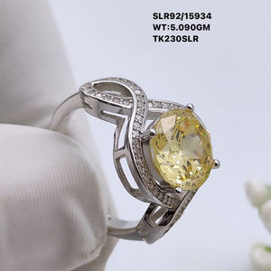 Hecho a mano cristal cuarzo ovalado faceta CZ 925 anillo de plata esterlina cristal amarillo limón Color Cubic Zircon anillos de piedras preciosas para damas - Product Image 2