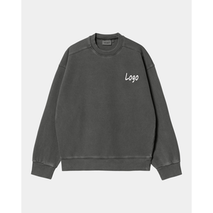 Pull à capuche en coton High Gram pour homme Sweat-shirt à col rond personnalisé coupe ample Design hiver teint uni - Product Image 2