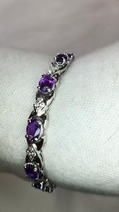 Bracelet en argent sterling 925 avec pierres précieuses en améthyste naturelle Lustre AAA de qualité AAA et design très beau et unique pour les femmes - Product Image 5