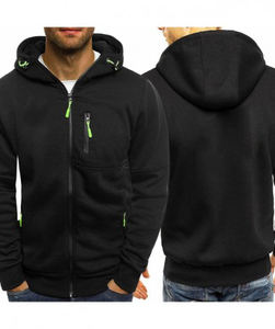 Sudadera con Capucha y Cremallera para Hombre, 100% Algodón, Gruesa, Teñida, de Forro Polar, Ecológica, Transpirable, Invierno, Diseño Liso - Product Image 6