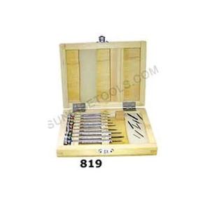 Tournevis (lot de 9) avec lames supplémentaires dans une boîte en bois, outils de fabrication de montres - Product Image 2