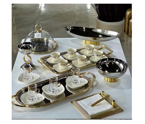 Modern Textured Glazed <b>Brass</b> Boarder Floral Pattern Stainless Steel Dishes Trays Bowls Tier <b>Stands</b> Cup Home Decoration Metal - Product Image 5