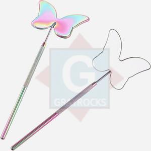 Espejo de pestañas de acero inoxidable de etiqueta privada, espejo de extensión de pestañas de maquillaje multicolor de mariposa - Product Image 1