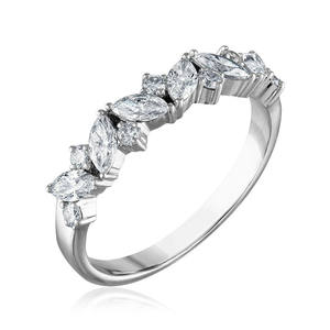 Alliance en or 14 carats avec diamant de laboratoire de forme marquise, style Art déco, bague unique pour fiançailles, fabricant de bijoux en gros et au détail OEM - Product Image 1