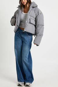 Haute demande Logo personnalisé gris à capuche texturé femmes doudoune coupe-vent hiver chaud Streetwear doudoune pour les femmes - Product Image 4