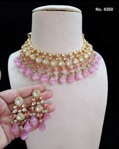 Conjunto de collar de novia de Latón chapado en oro pesado más vendido AD CZ gargantilla cadena de hilo de estilo étnico de calidad superior para niñas y mujeres - Product Image 1