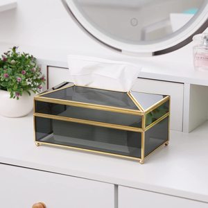 Boîte à mouchoirs en verre en métal de haute qualité pour la décoration de la maison décoration de bureau décoration de stockage de bijoux - Product Image 2